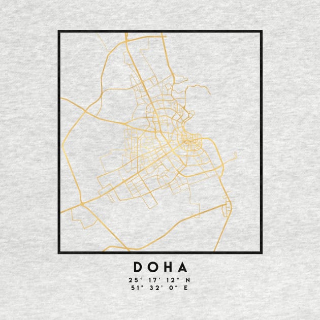 DOHA QATAR CITY STREET MAP ART by deificusArt